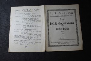 náhled knihy - Pochodové písně národní i sokolské, s dvojhlasnými nápěvy č. 22. Když tě vidím, má panenko. Kolíne, Kolíne.