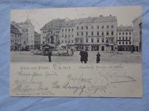 náhled knihy - Gruss aus Brünn: Krautmarkt, Parnass mit Obelisk.