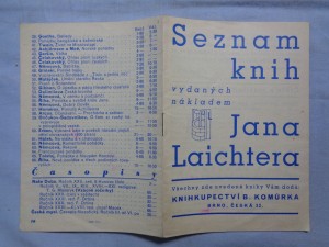 náhled knihy - Seznam knih vydaných nákladem Jana Laichtera