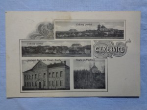 náhled knihy - CEREKVICE - celkový pohled. Jubilejní škola cís. Frant. Josefa. Kaple sv. Vavřince