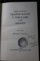 náhled knihy - Lord kancléř Francis Bacon z Verulamu a jeho Essaye